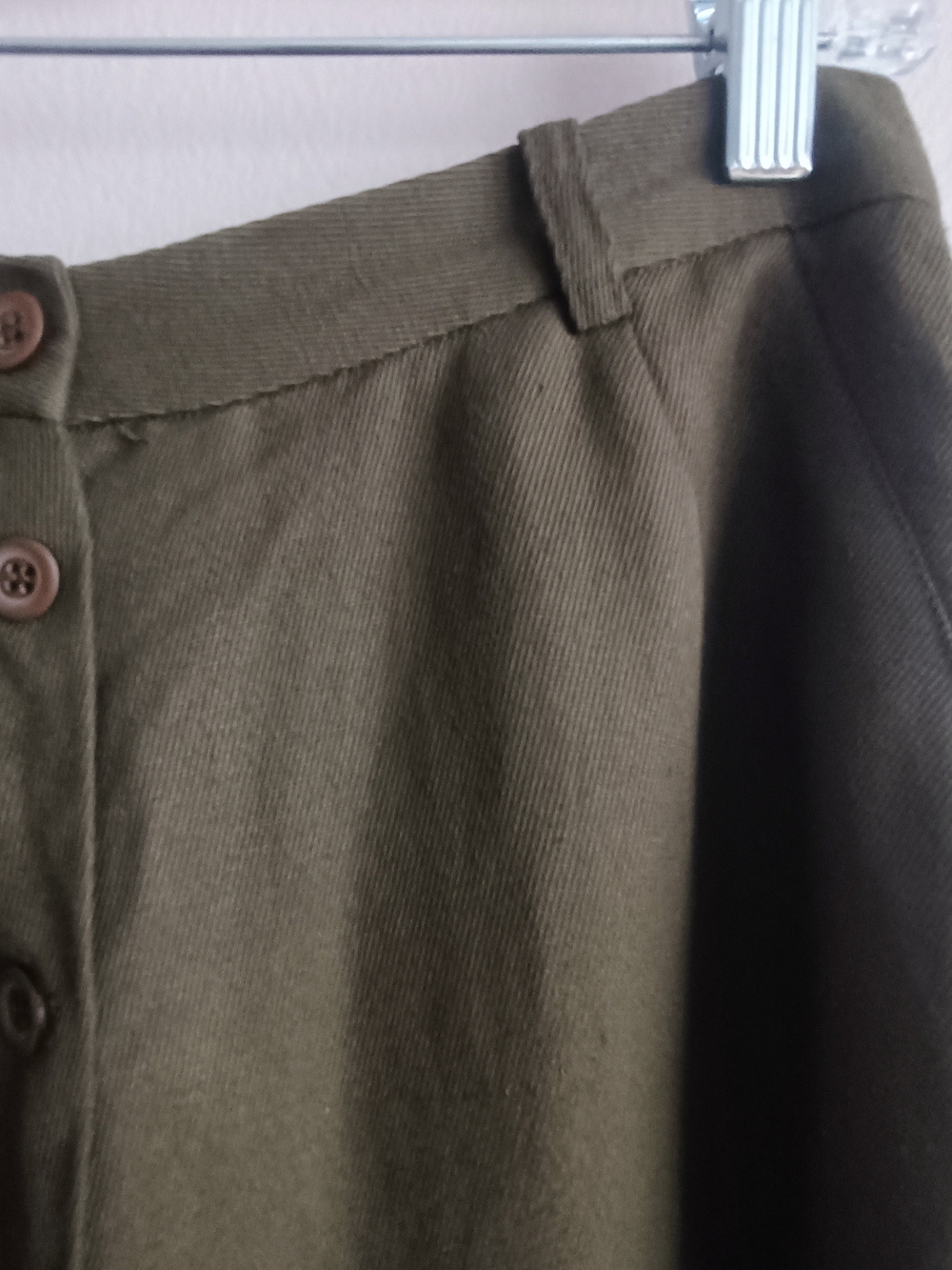 Vintage Liz Claiborne Utilitarian Linen Rayon Midi Skirt Olive Green Size 10 - Picture 10 of 13